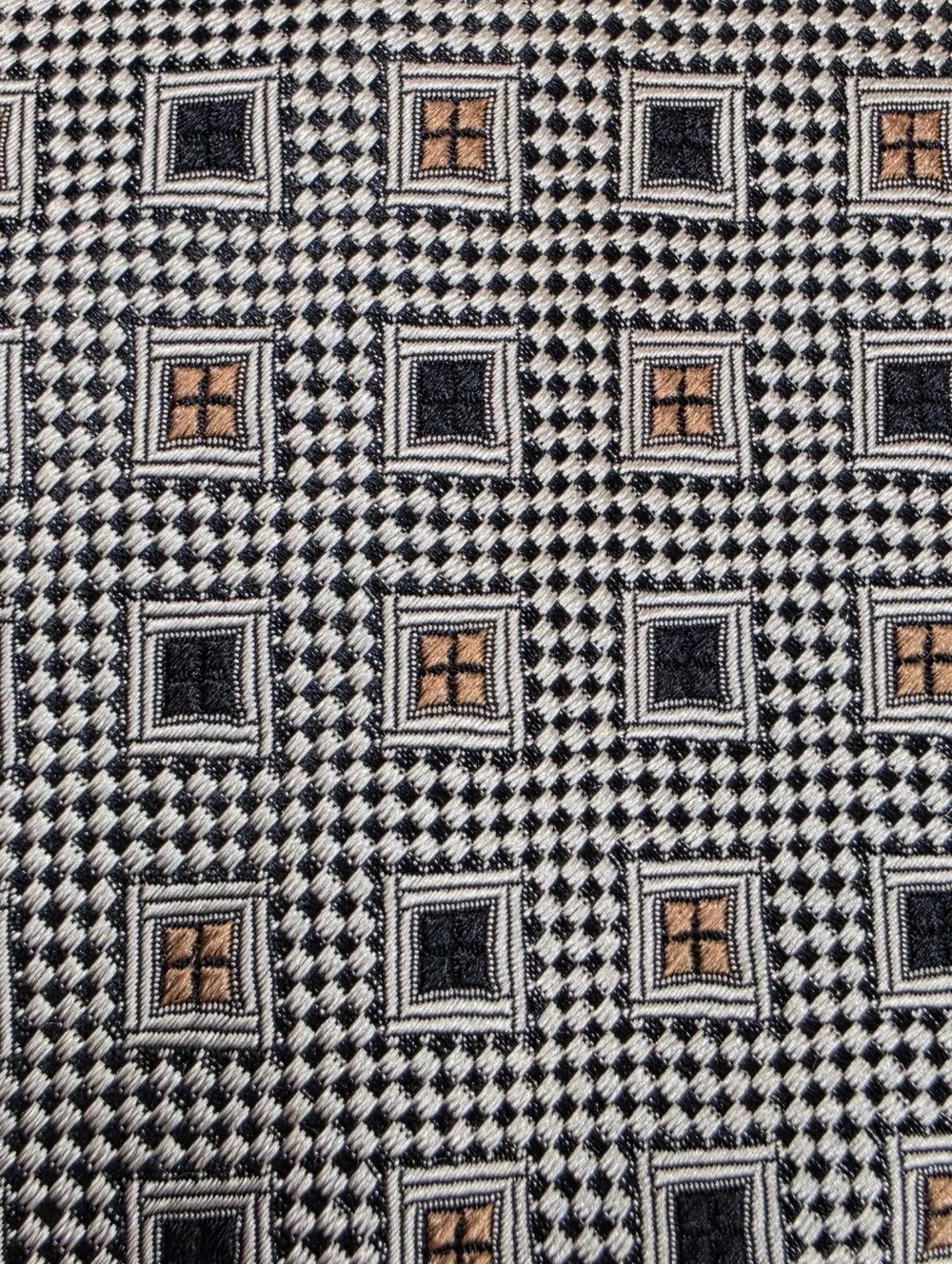 Peacock Pure Silk Geometric Square Tie Mens 60x3.75 Vintage Style